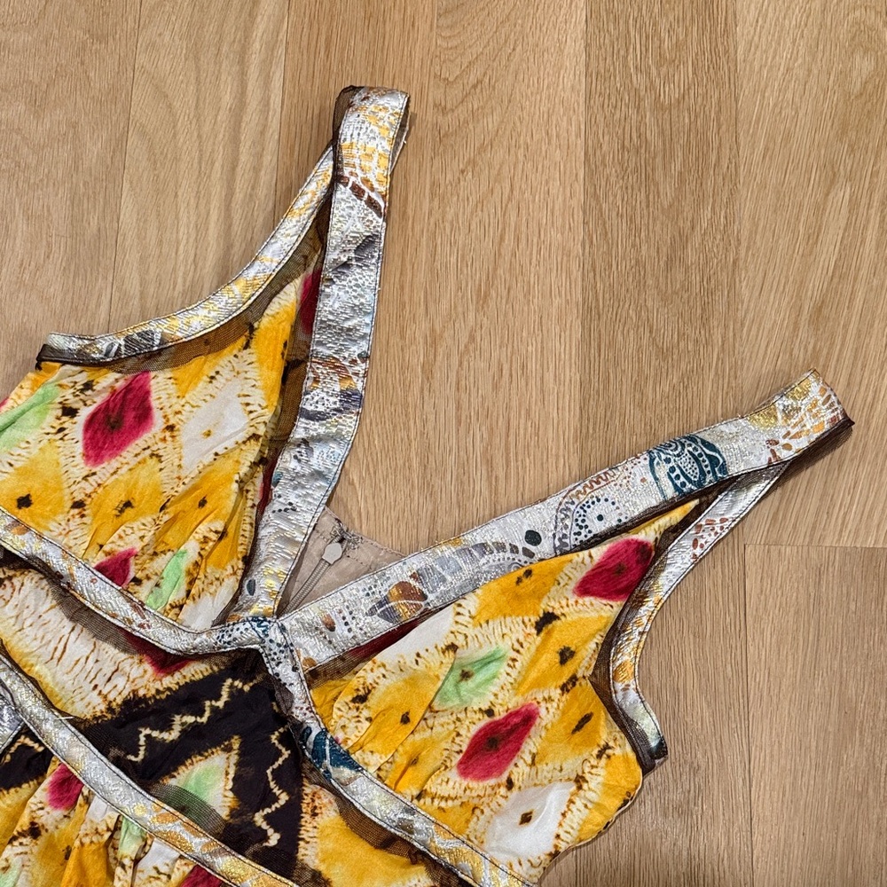 Anna Sui Yellow and Black Patterned Maxi Dress - Picture 6 of 7